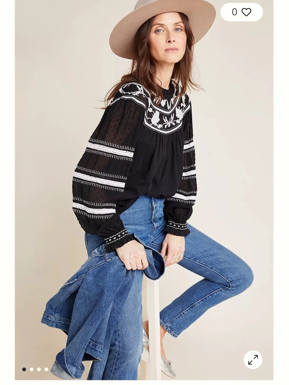 MAEVE By Anthropologie Winona Embroidered Top XSP oversized
